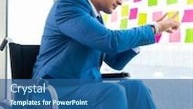  Presentation with wheelchair - PPT layouts consisting of young-handsome-man-in-wheelchair background and a ocean colored foreground