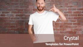  Presentation with white brick wall - Theme with young handsome man in white background and a violet colored foreground