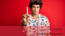  Presentation with vacation - Presentation theme with young-handsome-man-on-vacation background and a red colored foreground