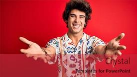  Presentation with summer - Colorful slide deck enhanced with young-handsome-man-on-vacation backdrop and a red colored foreground