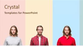  Presentation with collage - Colorful PPT theme enhanced with young handsome man over colorful backdrop and a  colored foreground