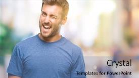  Presentation with sexy - Slides having young handsome man over isolated background and a teal colored foreground