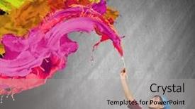  Presentation with brush - Presentation theme consisting of young handsome man painter background and a light gray colored foreground