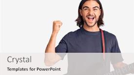  Presentation with electric guitar - Colorful PPT layouts enhanced with young-handsome-man-playing-electric backdrop and a white colored foreground