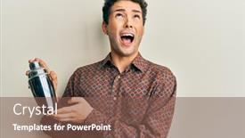  Presentation with cocktail - PPT theme featuring young-handsome-man-preparing-cocktail background and a tawny brown colored foreground