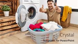  Presentation with hand washing - PPT theme consisting of young-handsome-man-putting-dirty background and a  colored foreground