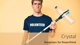  Presentation with plastic recycling - Beautiful presentation theme featuring young-handsome-man-recycling-plastic backdrop and a yellow colored foreground