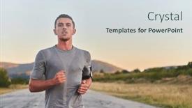 Presentation with running hours - Presentation design enhanced with young-handsome-man-running background and a sky blue colored foreground