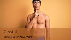  Presentation with swim - Slide set with young-handsome-man-shirtless-wearing background and a red colored foreground