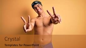  Presentation with swim - Audience pleasing slide deck consisting of young-handsome-man-shirtless-wearing backdrop and a red colored foreground