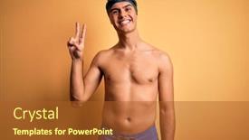  Presentation with swim - Audience pleasing slide deck consisting of young-handsome-man-shirtless-wearing backdrop and a red colored foreground