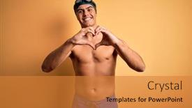  Presentation with hands heart - Presentation theme with young-handsome-man-shirtless-wearing background and a gold colored foreground