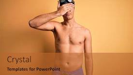  Presentation with swim - Presentation enhanced with young-handsome-man-shirtless-wearing background and a red colored foreground