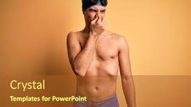  Presentation with bad breath - PPT theme having young-handsome-man-shirtless-wearing background and a red colored foreground