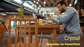  Presentation with music business - Presentation theme with young-handsome-man-sitting background and a tawny brown colored foreground