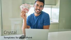  Presentation with college education happy smiling - Slide deck with young-handsome-man-smiling-happy background and a light gray colored foreground