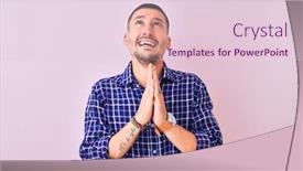  Presentation with praying hands - PPT theme consisting of young-handsome-man-standing-over background and a lemonade colored foreground