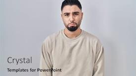  Presentation with crying - Slide set having young-handsome-man-standing-over background and a  colored foreground