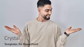  Presentation with comparison - PPT theme having young-handsome-man-standing-over background and a light gray colored foreground