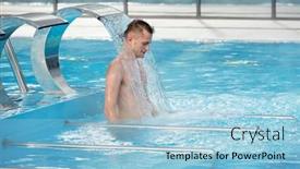  Presentation with blue spa - Theme with young-handsome-man-standing background and a light blue colored foreground