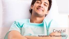  Presentation with hospital - Presentation theme consisting of young-handsome-man-staying background and a  colored foreground