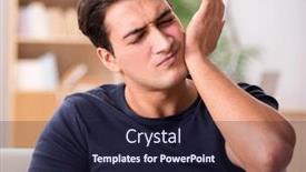  Presentation with pain - Audience pleasing PPT theme consisting of young-handsome-man-suffering backdrop and a wine colored foreground