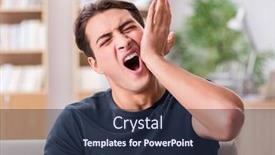  Presentation with facial pain medical man - Colorful PPT theme enhanced with young-handsome-man-suffering backdrop and a wine colored foreground