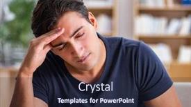  Presentation with facial pain medical man - Presentation design with young-handsome-man-suffering background and a wine colored foreground