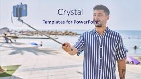  Presentation with photo - Slide set consisting of young-handsome-man-taking background and a sky blue colored foreground