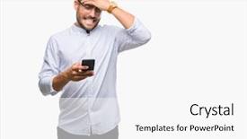  Presentation with skin anatomy face and head - Colorful PPT layouts enhanced with young handsome man texting using backdrop and a white colored foreground