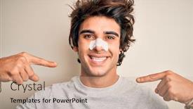  Presentation with nose - Beautiful theme featuring young-handsome-man-using-nose backdrop and a coral colored foreground