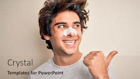  Presentation with nose - Amazing slides having young-handsome-man-using-nose backdrop and a coral colored foreground