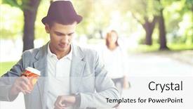  Presentation with dating - Slide deck featuring young handsome man waiting background and a white colored foreground