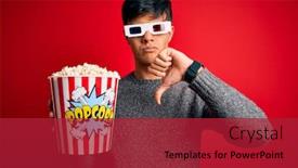  Presentation with red movie - PPT layouts featuring young-handsome-man-watching-movie background and a crimson colored foreground