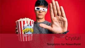  Presentation with red movie - Slide deck consisting of young-handsome-man-watching-movie background and a crimson colored foreground