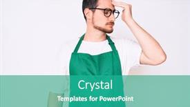  Presentation with apron - Amazing slide set having young-handsome-man-wearing-apron backdrop and a teal colored foreground