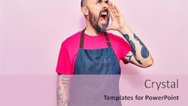  Presentation with apron - Slide set consisting of young-handsome-man-wearing-apron background and a lemonade colored foreground