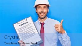  Presentation with contract - Presentation featuring young-handsome-man-wearing-architect background and a light blue colored foreground