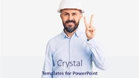  Presentation with architect - PPT theme enhanced with young-handsome-man-wearing-architect background and a sky blue colored foreground