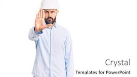  Presentation with sing - PPT layouts with young-handsome-man-wearing-architect background and a white colored foreground