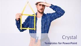  Presentation with build - Cool new theme with young-handsome-man-wearing-architect backdrop and a sky blue colored foreground
