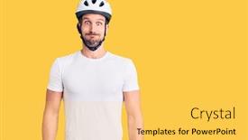  Presentation with puffing - Audience pleasing slide set consisting of young-handsome-man-wearing-bike backdrop and a yellow colored foreground