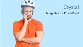  Presentation with bike - Presentation consisting of young-handsome-man-wearing-bike background and a cool aqua colored foreground