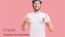  Presentation with bike - Colorful slide set enhanced with young-handsome-man-wearing-bike backdrop and a coral colored foreground