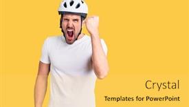  Presentation with bike - Presentation theme with young-handsome-man-wearing-bike background and a yellow colored foreground