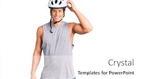  Presentation with bike - Slide set having young-handsome-man-wearing-bike background and a white colored foreground