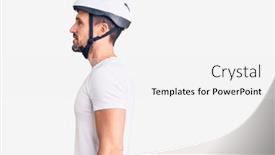  Presentation with man riding big bike motor - Colorful presentation theme enhanced with young-handsome-man-wearing-bike backdrop and a white colored foreground