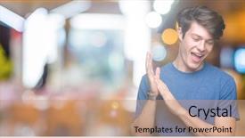  Presentation with special education young adult man - Colorful theme enhanced with young handsome man wearing blue backdrop and a coral colored foreground