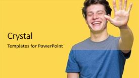  Presentation with blue - Slides enhanced with young handsome man wearing blue background and a yellow colored foreground