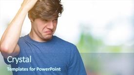  Presentation with blue - Slide deck with young handsome man wearing blue background and a ocean colored foreground